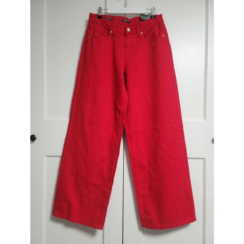 Wild Fable Red Low Rise Baggy Jeans Wide Leg Rigid Denim Y2K Style Size 2